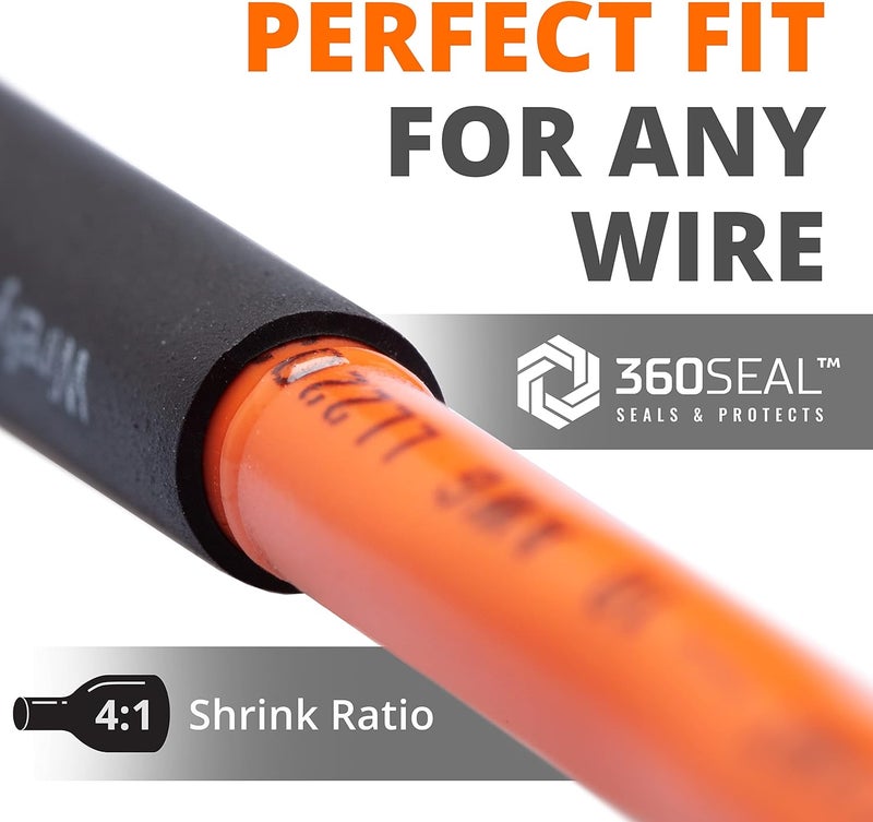 Wirefy 5/8" Heat Shrink Tubing - 4:1 Ratio - Adhesive Lined - a resistant Heat Shrink - 50 Feet Roll - Black - Image 5
